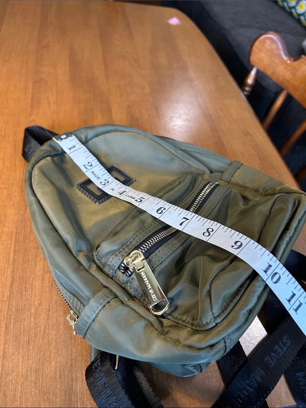 Steve Madden Olive Mini Backpack with Gold Hardware